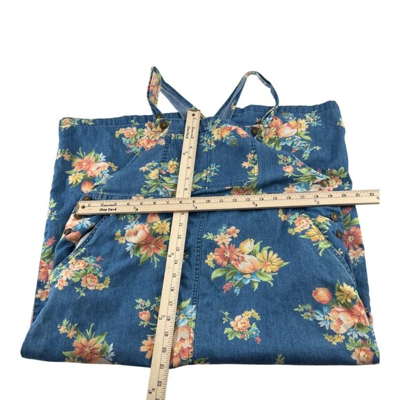 Liz Claiborne Villager Sport Floral Denim Overall Dress Large Vintage 90s - Picture 6 of 6
